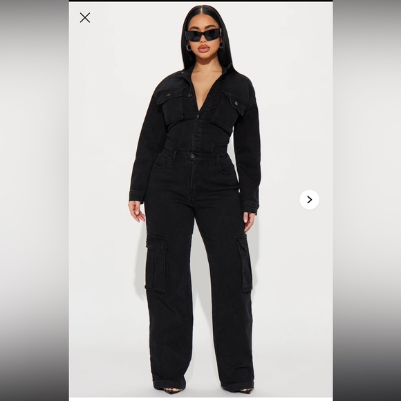 Fashion Nova Pants - Stylish Black Cargo Jumpsuit